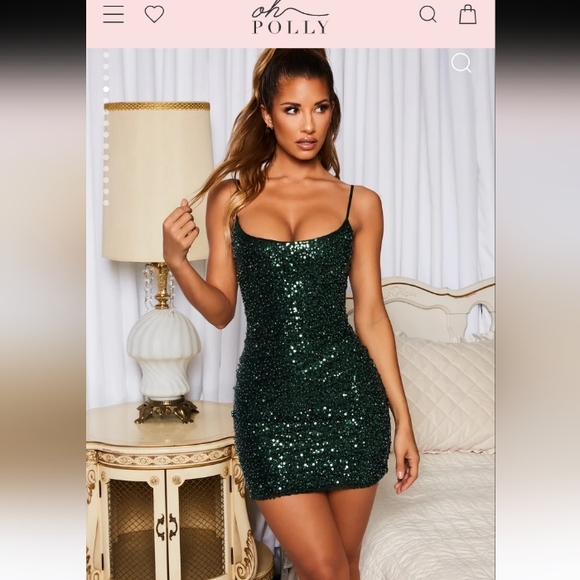 Oh Polly Dresses & Skirts - Oh Polly 🦚 Green sequins mini dress